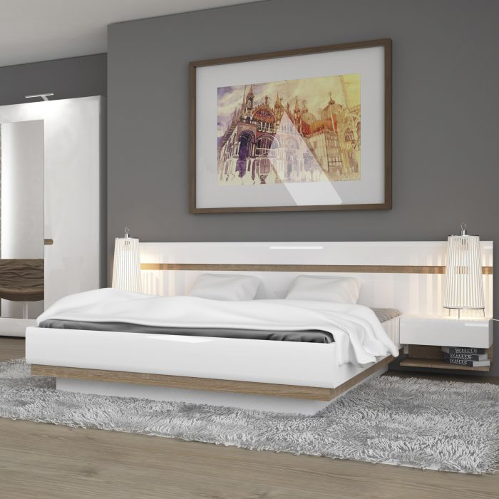 Chelsea King Ottoman Bed in White and Oak