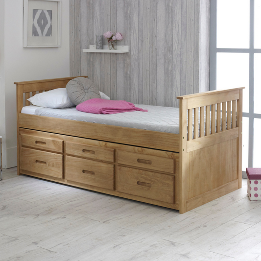 Captain Trundle Bed Waxed Wood