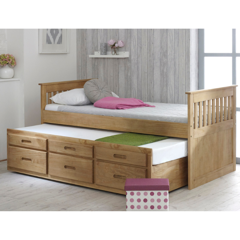 Captain Trundle Bed Waxed Wood