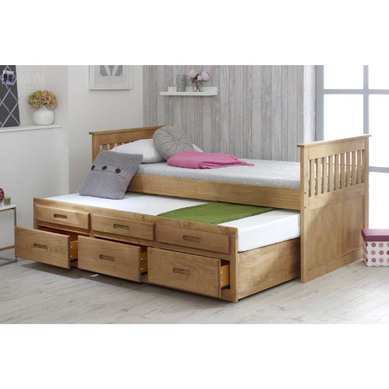 Captain Trundle Bed Waxed Wood