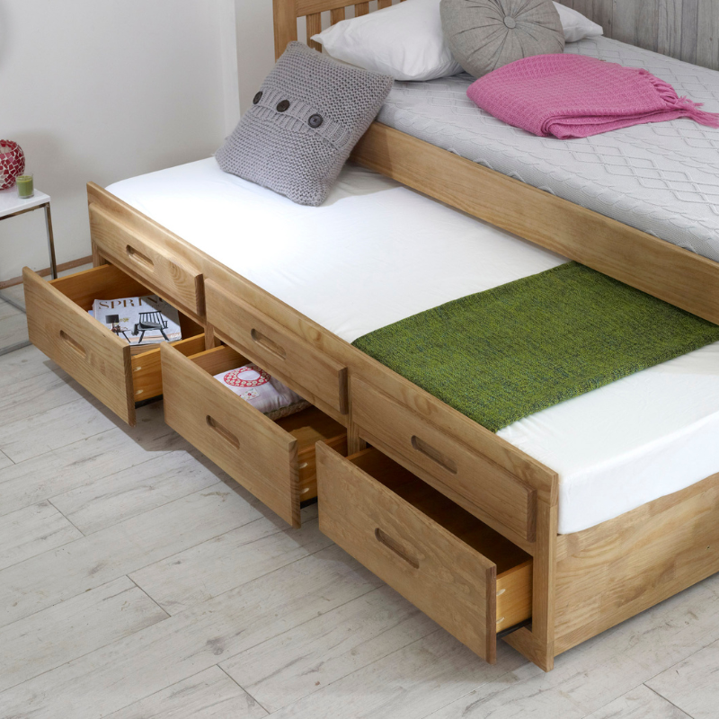 Captain Trundle Bed Waxed Wood